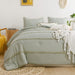 Sage Green Comforter King Size Bed Set,Boho Pom Pom Stripes Bedding Comforter Set Ultra Soft Down-Alternative Bedding Machine Washable 3 Pieces