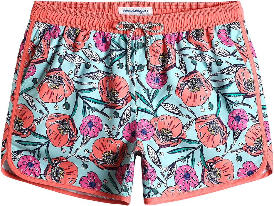 Mens Boys Short 80S 90S Vintage Swim Trunks with Mesh Lining Quick Dry Swim Suits Board Shorts