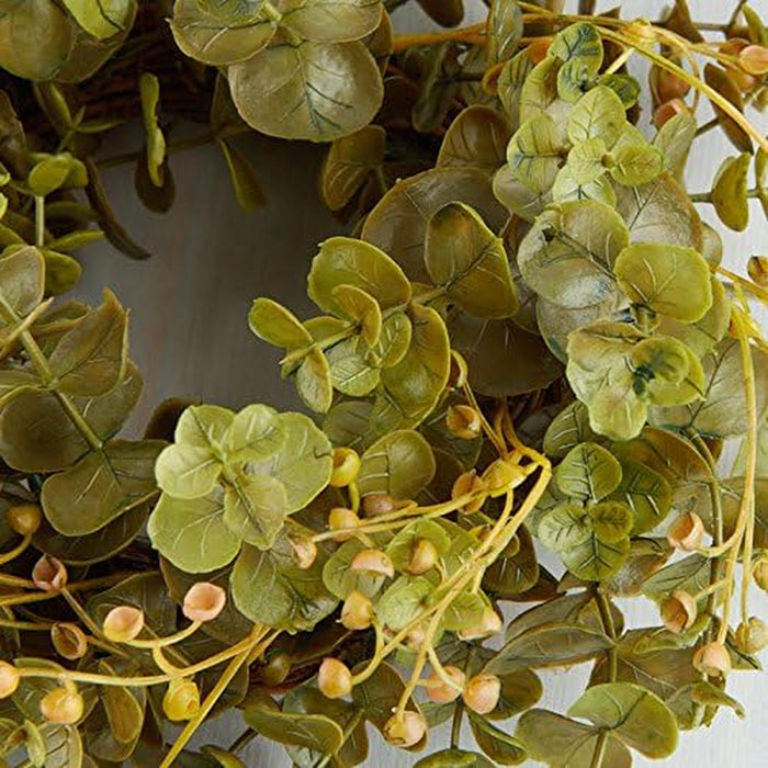 Set of 2 Artificial Grapevine and Eucalyptus Candle Ring or Wreath for Home Decor, and Displaying