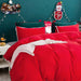 Christmas Comforter Set Queen Size, 3 Piece Boho Bed Set, All Season Microfiber down Alternative Bedding Comforter with 2 Pillow Shams for Teens Girls Women, Red with White Pom