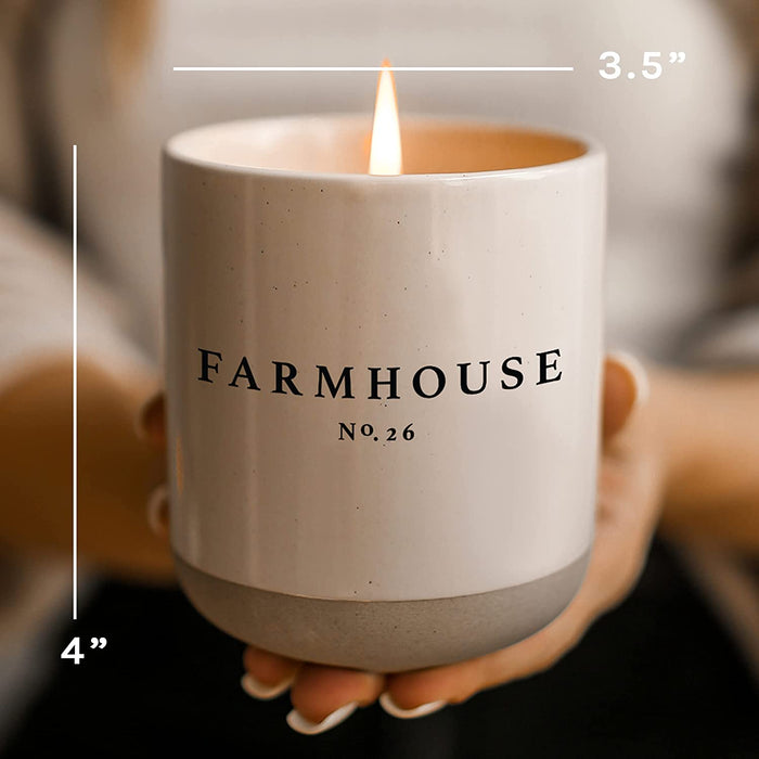 Farmhouse Candle | Autumn, Cinnamon, and Nutmeg, Fall Scented Soy Candles for Home | 12Oz Stone Jar, 60+ Hour Burn Time, Made in the USA