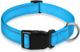 Reflective Dog Collar with Buckle Adjustable Safety Nylon Collars for Small Medium Large Dogs, Black S