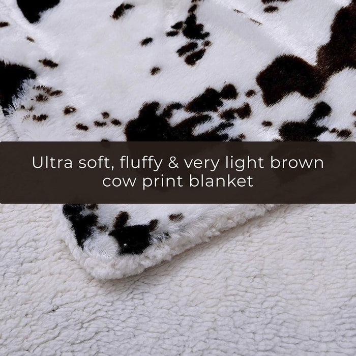 Homesmart Cow Pattern Sherpa Blanket Faux Fur Wearable Sleeve One Size