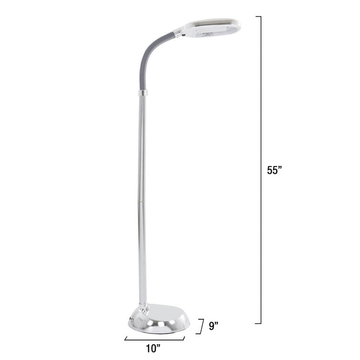 Adjustable Full Spectrum Sunlight Floor Lamp with Bendable Neck in Chrome Color