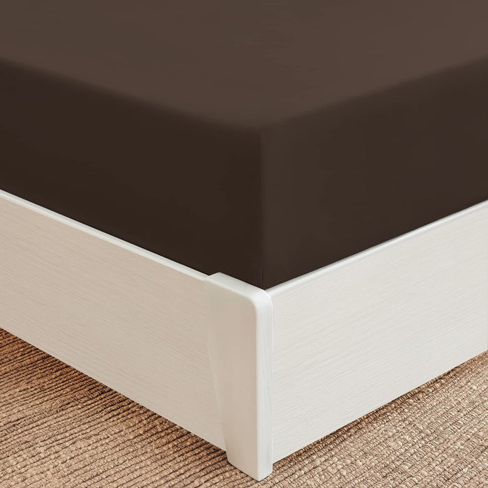 Queen Fitted Sheet - Deep Pocket Cooling Sheets up to 16 Inch - Hotel Luxury Bedding - Softest Sheets - Wrinkle, Fade, Stain Resistant - 1 Single Queen Fitted Sheet Only (Queen, Brown)