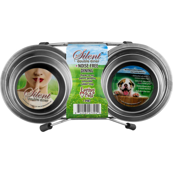 Loving Pets Silent Double Diner Cat and Dog Food Bowl