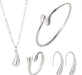 4PCS 925 Sterling Silver Jewelry Set for Women Teardrop Pendant Necklace Earrings Bracelet Ring Fit with Party Meeting Dating Wedding Daily Birthday Gift