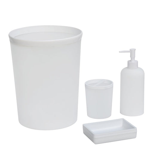 Frosted White Plastic 4 Pc Bath Accessories Set, Mainstays