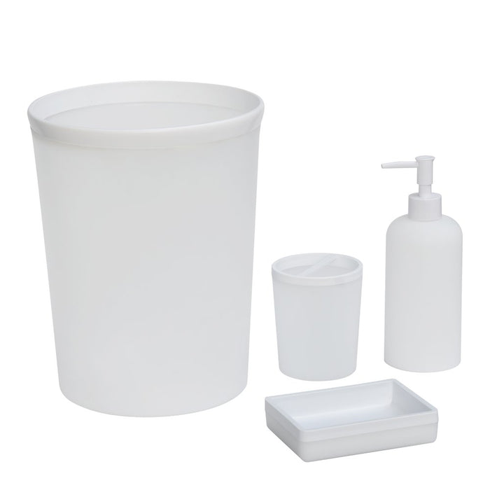 Frosted White Plastic 4 Pc Bath Accessories Set, Mainstays