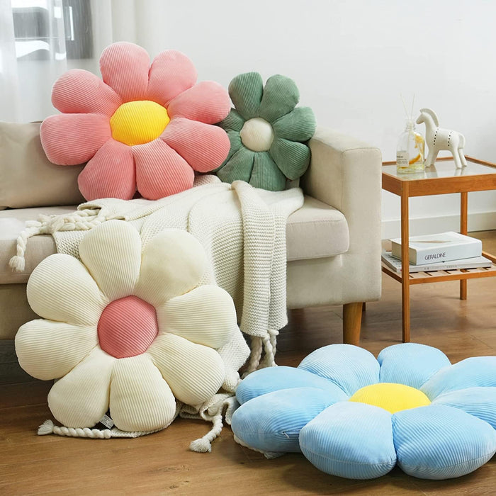Flower Pillow Cute Daisy Floor Cushion Soft Plant Pillows Leisure Aesthetic Home Decor for Bedroom, Living Room(Sage Green,21.5")