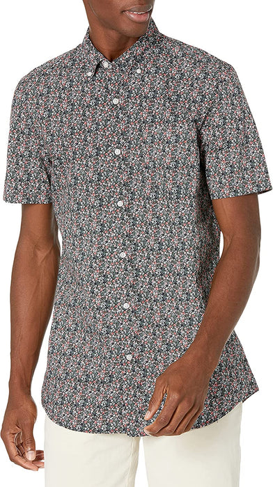 Men'S Standard-Fit Short-Sleeve Printed Poplin Shirt