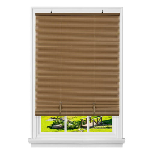 Achim Solstice Indoor/Outdoor Cordless Woodtone Vinyl Light Filtering Window Roll-Up Blind, 72" L X 36" W