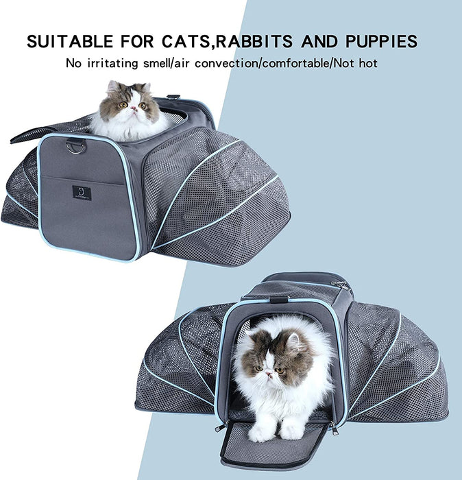 A4Pet Airline Approved Cat Carrier Expandable Dog Carriers,Soft-Sided Portable Pet Travel Washable Carrier for Kittens,Puppies,Rabbit,Hamsters