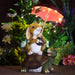 Solar Garden Statue Outdoor Decor, Rabbit Siting on Turtle Holding an Umbrella with String Lights, Easter Bunny Statue for Patio, Lawn, Yard Art Decoration, Housewarming Garden Gift