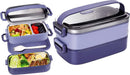 Stainless Steel Bento Box for Adults&Kids,Japanese Leakproof Lunch Box Divided Food Meal Storage Containers Set Stackable 2 Layer for Children School Picnic Blue