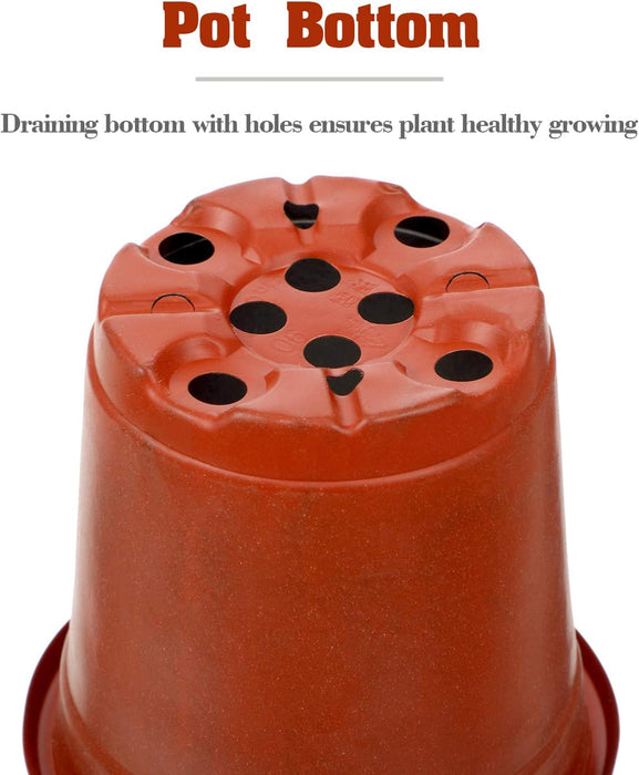 100 Pieces Plastic Plant Nursery Pots Reusable Plant Seeding Nursery Pot Flower Plant Containers Seed Starting Pots for Gardens, 3 Sizes (Brown)