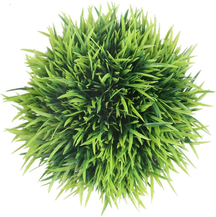 Mini Artificial Plants, Plastic Fake Green Grass Faux Greenery Topiary Shrubs with Grey Pots for Bathroom Home Office Décor, House Decorations (1)