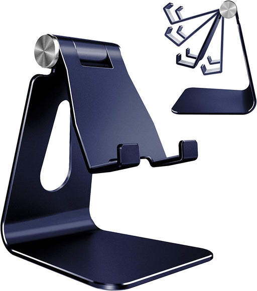 Adjustable Cell Phone Stand, Creadream Phone Stand, Cradle, Dock, Holder, Aluminum Desktop Stand Compatible with Phone Xs Max Xr 8 7 6 6S plus SE Charging, Accessories Desk,All Mobile Phones-Navy Blue
