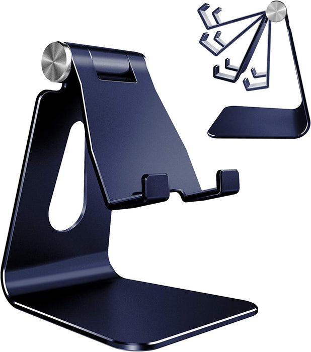 Adjustable Cell Phone Stand, Creadream Phone Stand, Cradle, Dock, Holder, Aluminum Desktop Stand Compatible with Phone Xs Max Xr 8 7 6 6S plus SE Charging, Accessories Desk,All Mobile Phones-Navy Blue