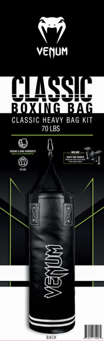 Classic Boxing Punching Bag - 70 Lbs - Black/White - Heavy Bag Kit
