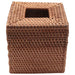 Square Rattan Tissue Box Cover, Hand Woven Wicker Tissue Holder, 5.7 X 5.7 X 5.7 Inches, Wood Color