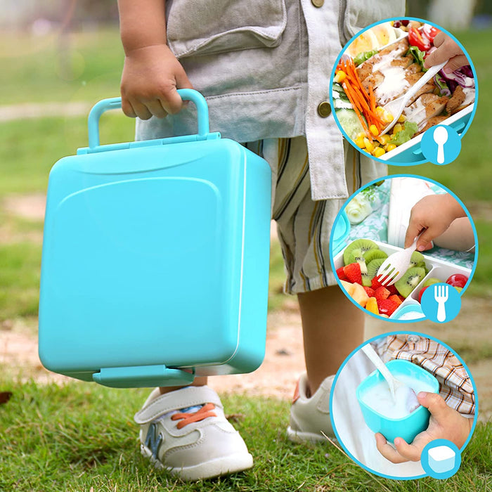 Bento Box, Bento Lunch Box for Kids and Adults 45Oz with Spoon and Fork, Leakproof Lunch Containers with 4 Compartments, Bpa-Free and Food-Safe Materials