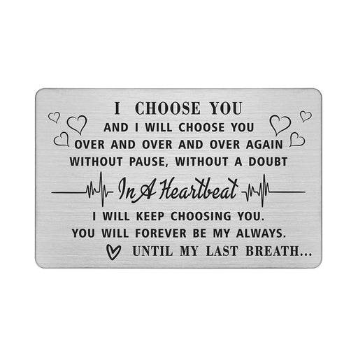I Choose You Gifts for Fiance, Bridegroom Metal Love Cards on Wedding Day, Unique Presents for Boyfriend Anniversary Keepsake