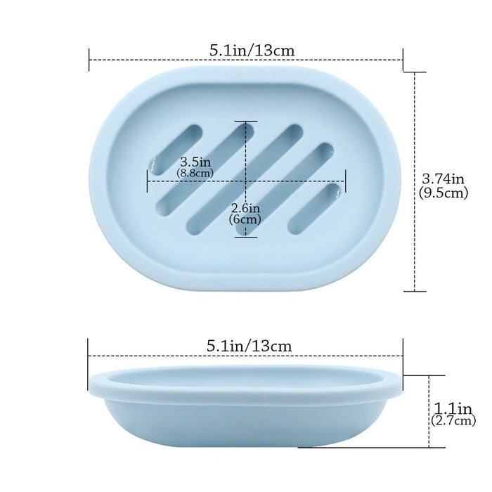 2-Pack Soap Dish with Drain, Soap Holder, Soap Saver, Easy Cleaning, Dry, Stop Mushy Soap (Blue)