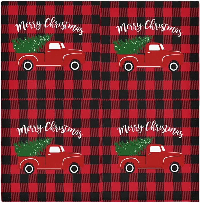 Wusikd Snowflakes Buffalo Plaid Cloth Napkins Set of 6 Winter Christmas Dinner Napkins Solid Washable Reusable Polyester Table Napkins Oversized 20"X20" with Hemmed Edges for Home Weeding Decoration