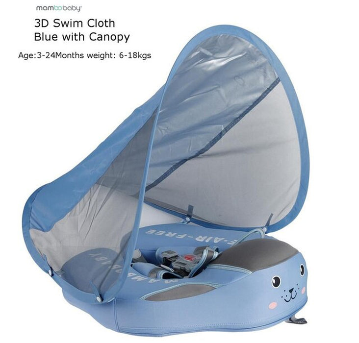Baby Swimming Float Ring Swim Trainer Non-Inflatable Sunshade Kids Float Lying Swimming Pool Toys Bathtub for Accessories