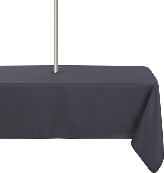 Outdoor and Indoor Tablecloth - Washable Waterproof Wrinkle Free Table Cloth with Zipper and Umbrella Hole for Spring/ Summer/ Party/ Picnic/ BBQS/ Patio (Round 60 Inch, Grey)