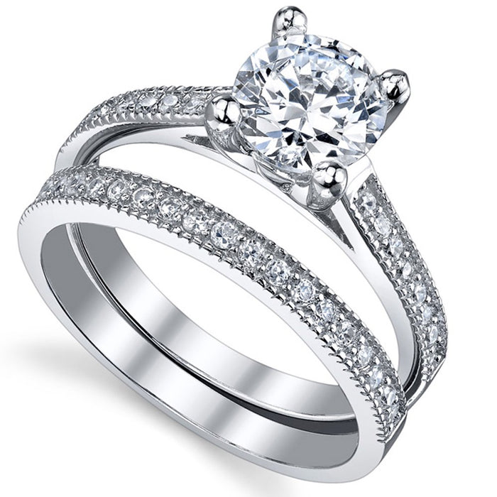 Women'S 1.25 Ct Wedding Engagement Ring Set Sterling Silver 925 round Cubic Zirconia