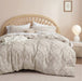 Bedsure Boho Duvet Cover Queen - Boho Bedding, Tufted Queen Duvet Cover for All Seasons, 3 Pieces Embroidery Shabby Chic Home Bedding Duvet Cover Set (Beige, Queen, 90X90)