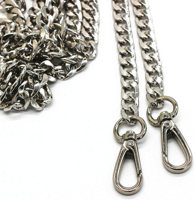 DIY Iron Flat Chain Strap Handbag Chains Purse Chain Straps Shoulder Cross Body Replacement Straps with Metal Buckles (31.5", Silver)