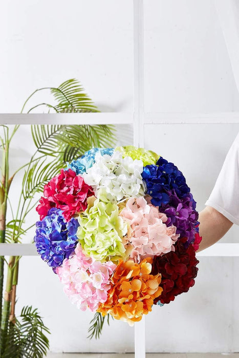 Artificial Hydrangea Flowers Blush Heads 10 Fake Hydrangea Silk Flowers for Wedding Centerpieces Bouquets DIY Floral Decor Home Decoration with Stems.