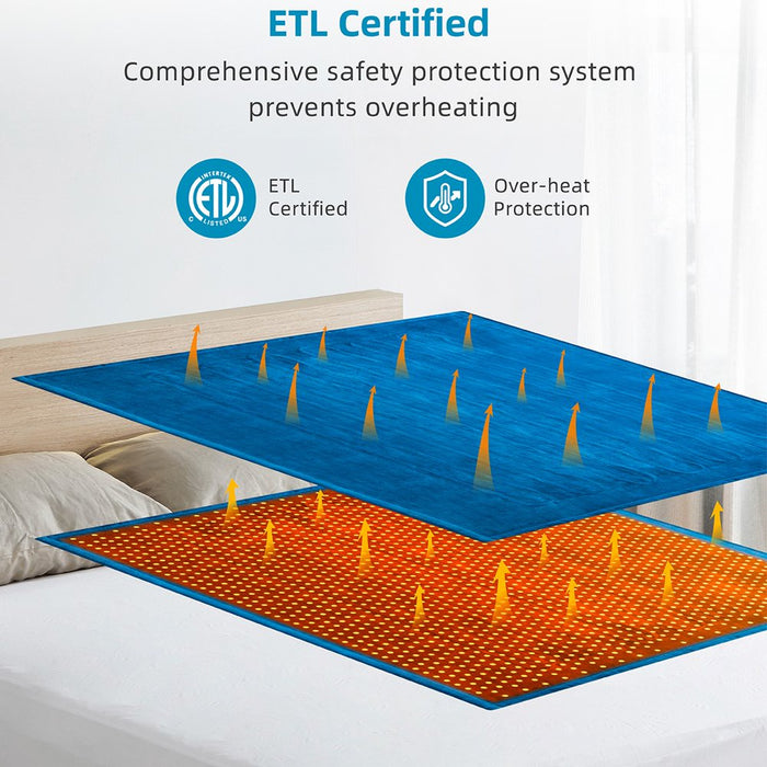 Electric Blanket Heated Blanket 50" X 60" Flannel Heated Throw with 10 Heating Levels, Auto-Off, Machine Washable, Blue