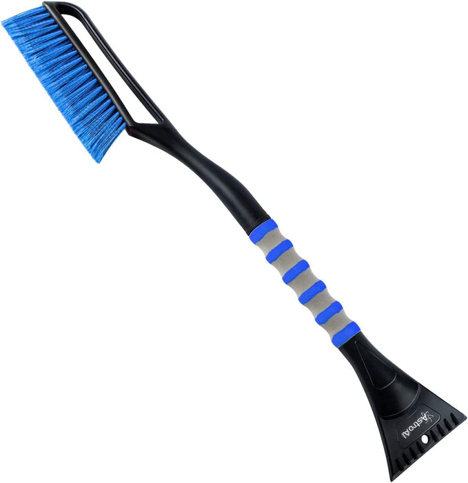27 Inch Snow Brush and Detachable Ice Scraper with Ergonomic Foam Grip for Cars, Trucks, Suvs (Heavy Duty ABS, PVC Brush)