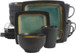 Gibson Elite Tequesta Square Reactive Glaze Stoneware Dinnerware Set, Service for 4 (16Pcs), Taupe