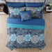Modern Threads 8 Piece Reversible Bed in a Bag, Deep Blue Damask, Granada, Queen