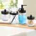 Set of 4 Mason Jar Bathroom Accessories - Clear Mason Jar Soap Dispenser&2 Apothecary Jars & Toothbrush Holder - Bathroom Home Decor Clearance, Countertop Vanity Organizer