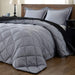 Lightweight Solid Comforter Set (King) with 2 Pillow Shams - 3-Piece Set - Black and Grey - down Alternative Reversible Comforter