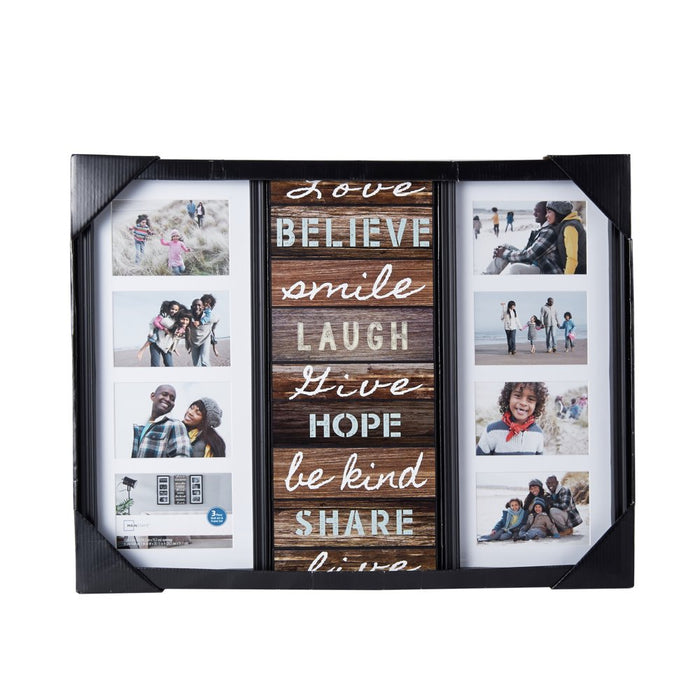 Mainstays Collage Picture Frames with Sentiment Plaque in Black (2 Frames and a Sentiment Wall Decor)