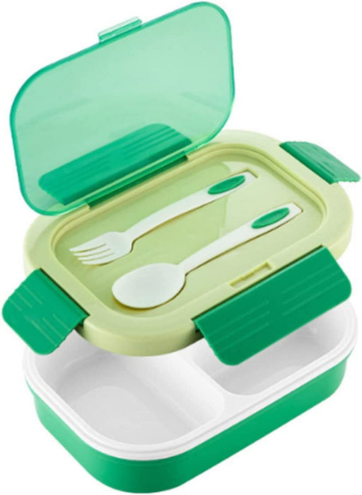 - Bento Box, Lunch Box for Kids and Adult, Bento Fresh Lunch Box, 3 Compartments Food Container with Spoon and Fork, Dark Green 1400Ml