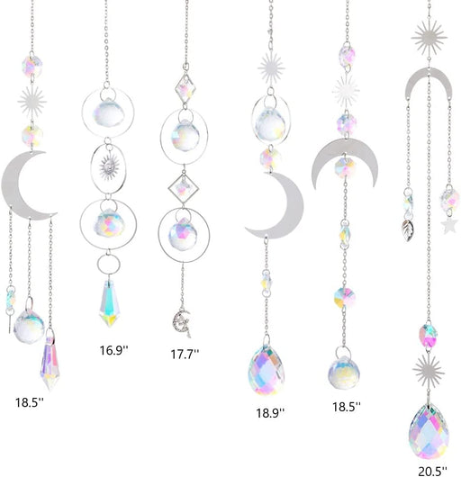Suncatcher,6Pcs Crystal Suncatcher, Hanging Wind Chime Style Garden Suncatcher for Chandelier, Window, Wall, Garden, Home