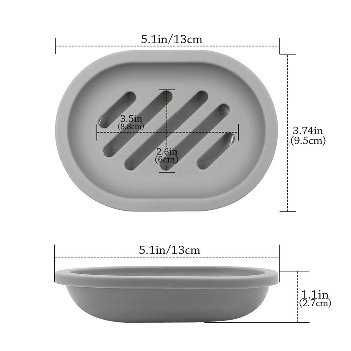 2-Pack Soap Dish with Drain, Soap Holder, Soap Saver, Easy Cleaning, Dry, Stop Mushy Soap (Grey)