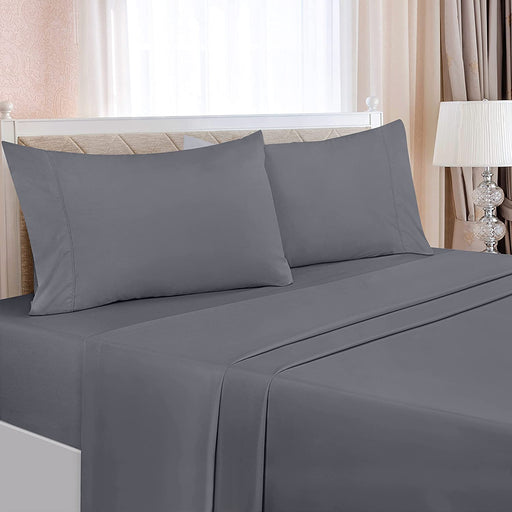Queen Bed Sheets Set - 4 Piece Bedding - Brushed Microfiber - Shrinkage and Fade Resistant - Easy Care (Queen, Grey)