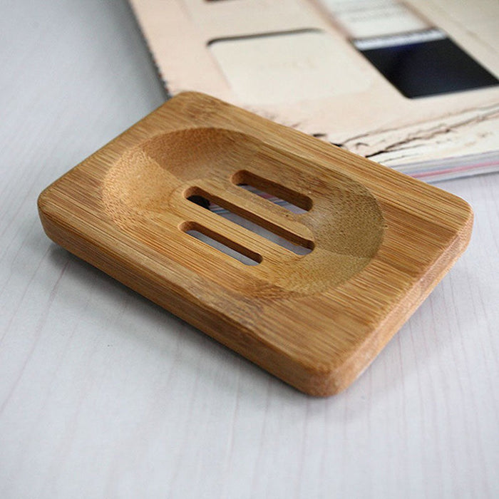 1Pc Bamboo Soap Dish, Bar Soap Holder for Bathroom Sink Shower Kitchen, Natural Wooden Tray for Soap, Sponges
