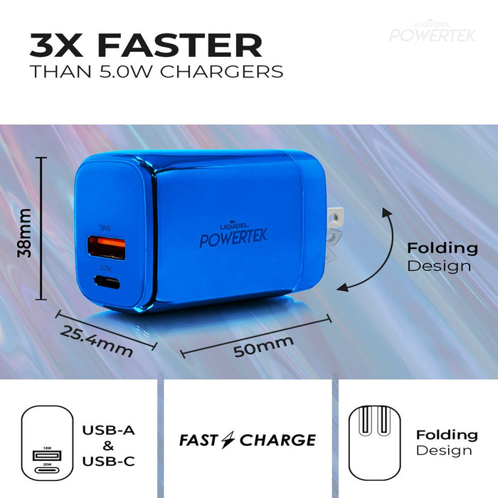 38W PD USB C 20W and USB a 18W Dual Port Wall Charger, Fast Charging Phone Wall Block Power Adapter Cube and Foldable Plug, Compatible with Iphone, Ipad, Iwatch, Galaxy, Android
