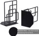 Book Ends Heavy Duty, Decorative Black Bookends for Shelves, Window Lattice Design