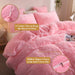 3 Piece Fluffy Duvet Cover Set, Luxury Ultra Soft Faux Fur Fuzzy Comforter Cover Set, Velvet Shaggy Plush Furry Bedding Set with 2 Pillow Covers, Zipper Closure, Queen Size, Pink